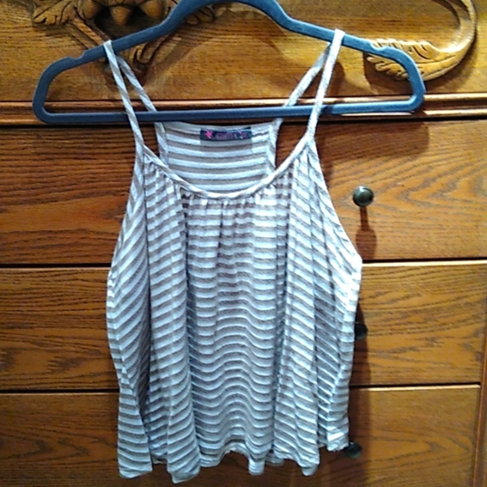 🎉 Myth striped tan and white tank top, super soft in good used condition.